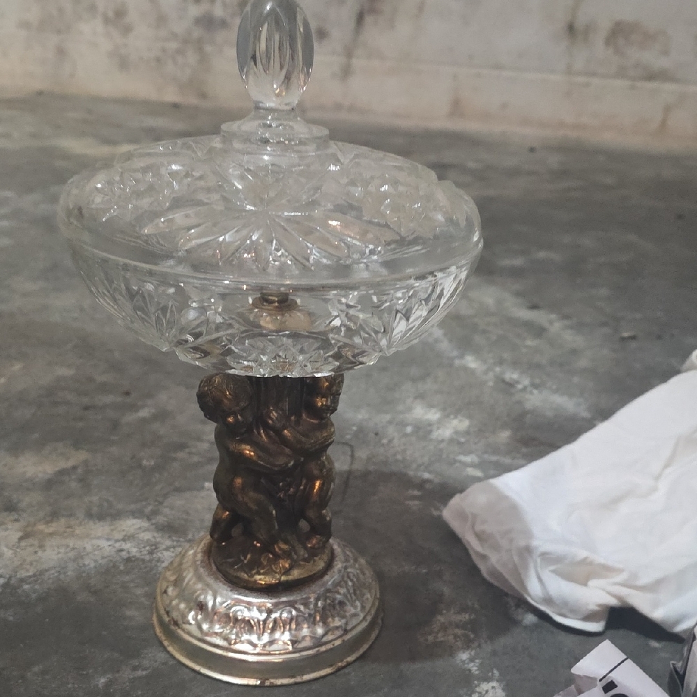 Crystal and Bronze Decorative Dish
